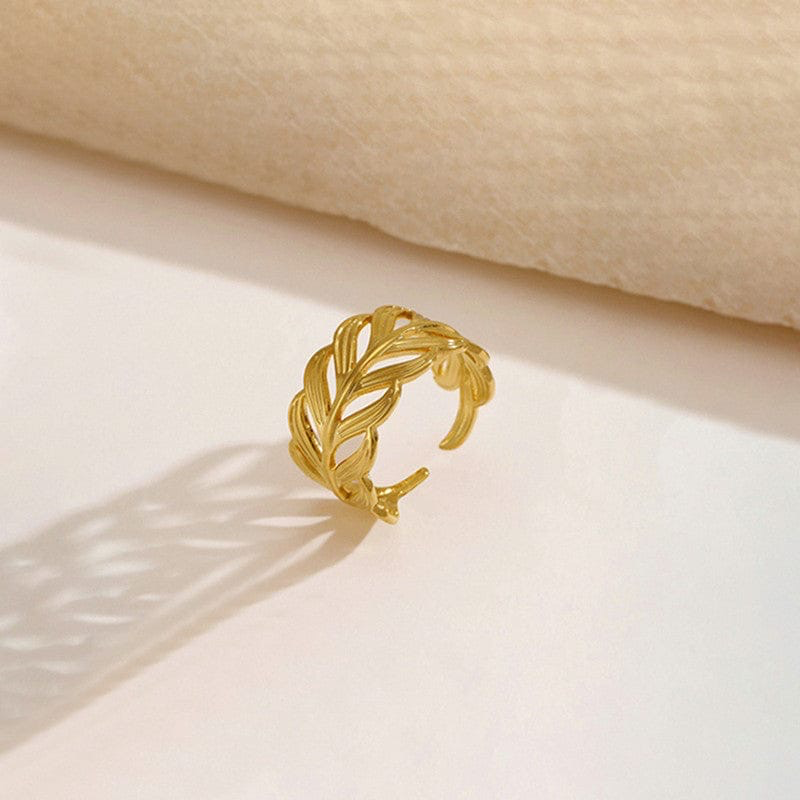 Leaf Contemporary Adjustable Ring-Gold ABDR3028
